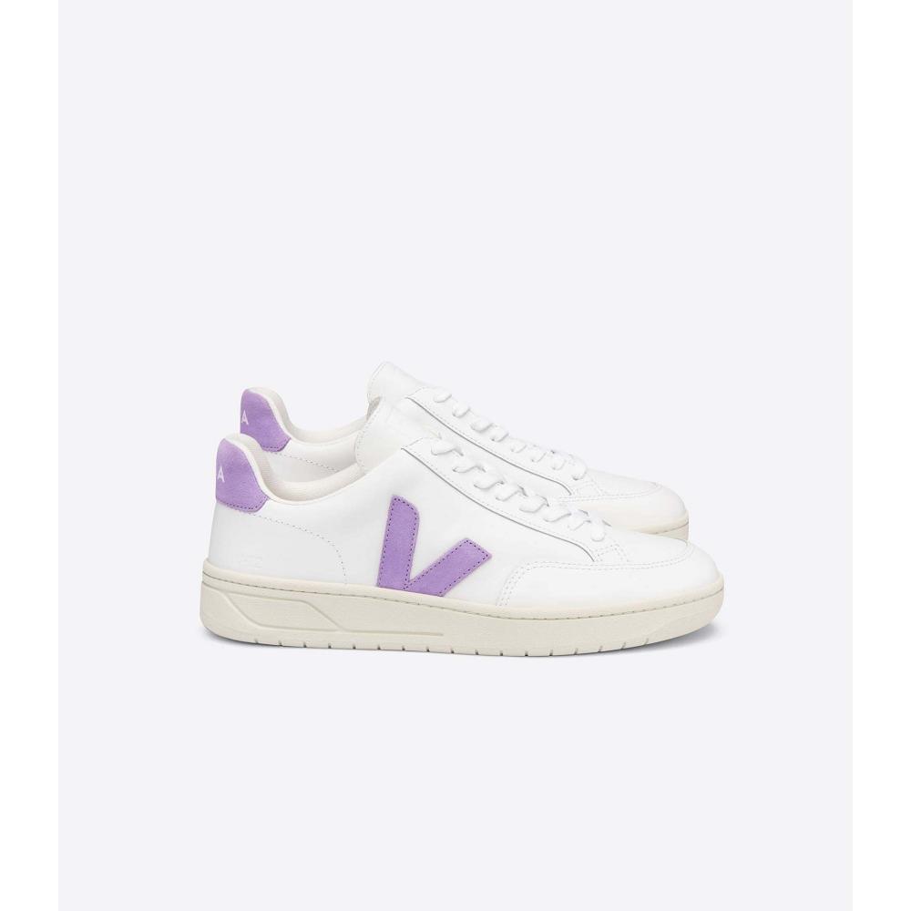 Veja V-12 LEATHER Women\'s Sneakers White/Purple | CA 677SGL